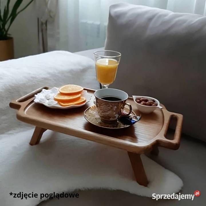 Taca patera deska dębowa stolik śniadaniowy Akcesoria kuchenne