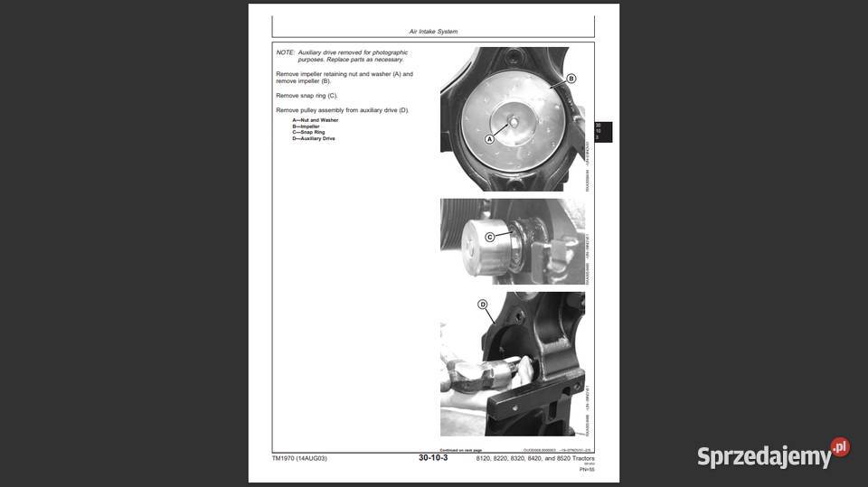 John Deere 8120 8220 8320 8420 8520 instrukcja Rok wydania 2003 Gdańsk sprzedam