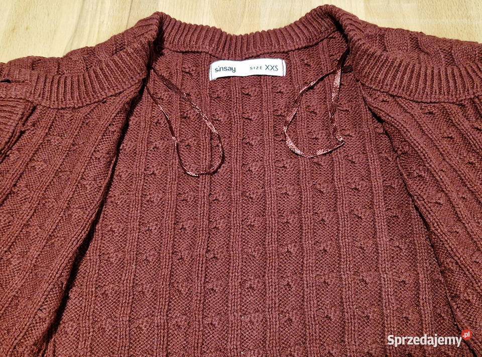 Sweter damski bordowy z krótkimi rękawami i Swetry i golfy Wieluń sprzedam