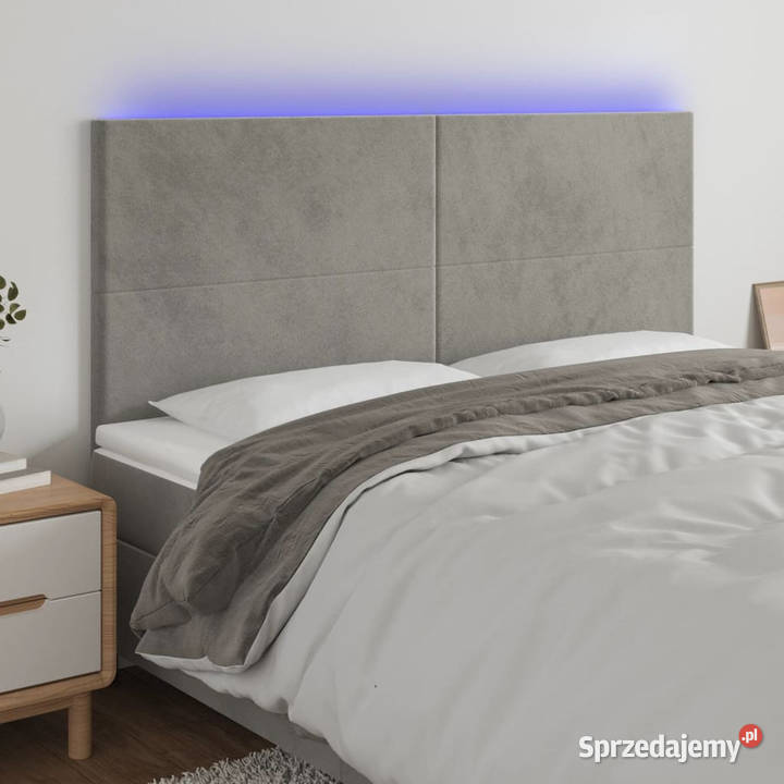 Zagłówek do łóżka z LED jasnoszary 160x5x118128 Warszawa