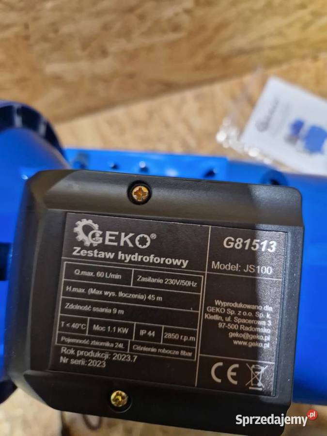 Zestaw hydroforowy geko 24L JS100 G81513 Pompy i hydrofory Głogowa
