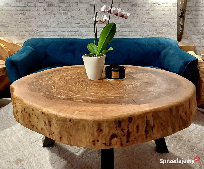 Stolik kawowy 120x86 PIĘKNY OKAZ LIVE EDGE