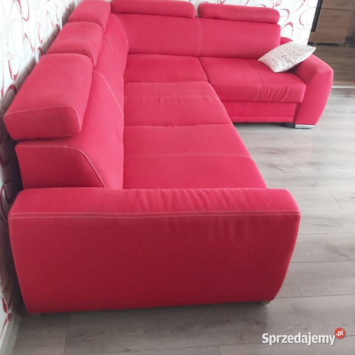 Czerwona sofa narożna z funkcją spania 260x190