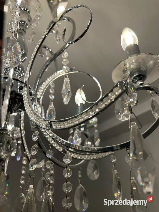 Żyrandol z kryształami górskimi lampa glamour