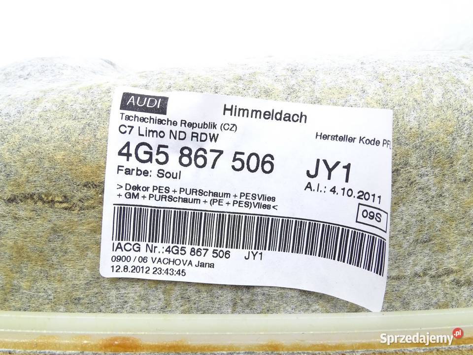 PODSUFITKA KOMPLETNA CZARNA SLINE 4G5867506 AUDI