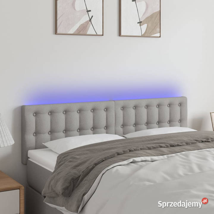 Zagłówek do łóżka z LED jasnoszary 144x5x7888 Łóżka i materace sprzedam