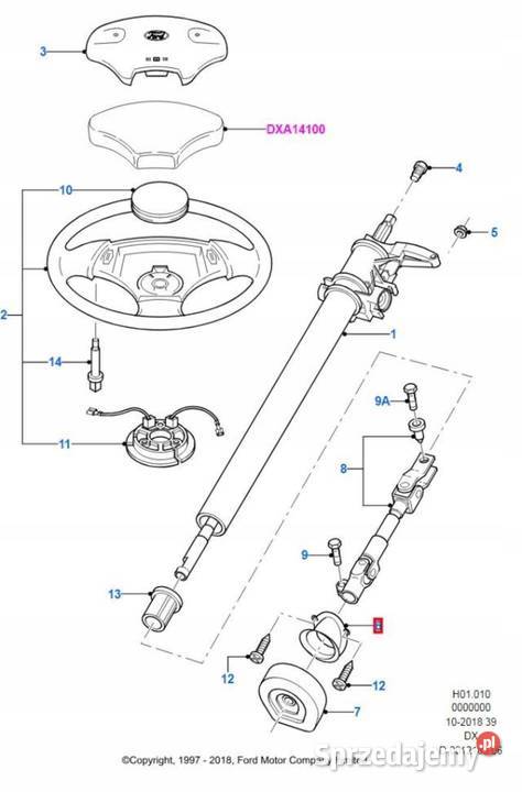 OSŁONA KOLUMNY KIEROWNICY FORD FIESTA 9502 PUMA osobowe