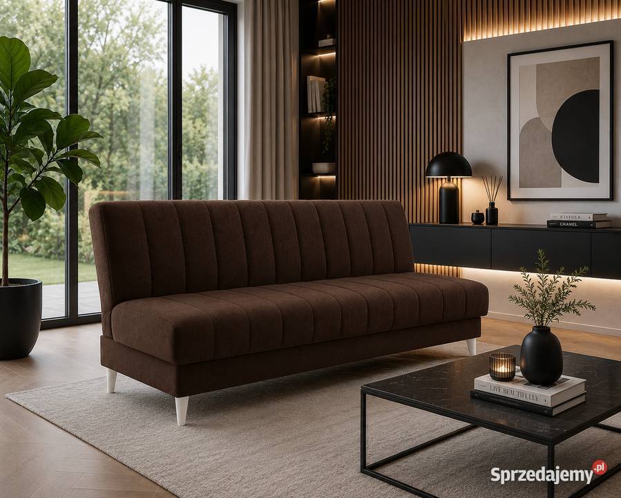 Nowoczesna sofa rozkładana z pojemnikiem różne 42cm