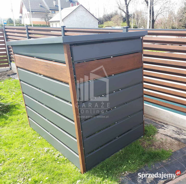 Wiata śmietnikowa spad tył 13x2m zielona drewno Przasnysz