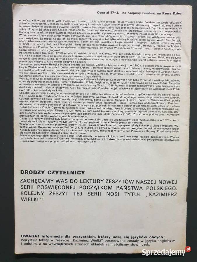 Władysław Łokietek Wladyslaw The Short komiks Rok wydania 1985 Gdynia sprzedam
