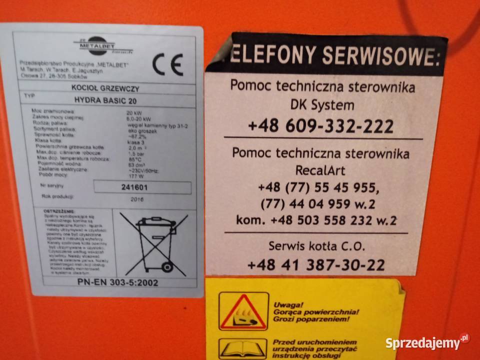 Kocioł piec na ekogroszek 20kW używany Piece i kominki Piotrków Trybunalski