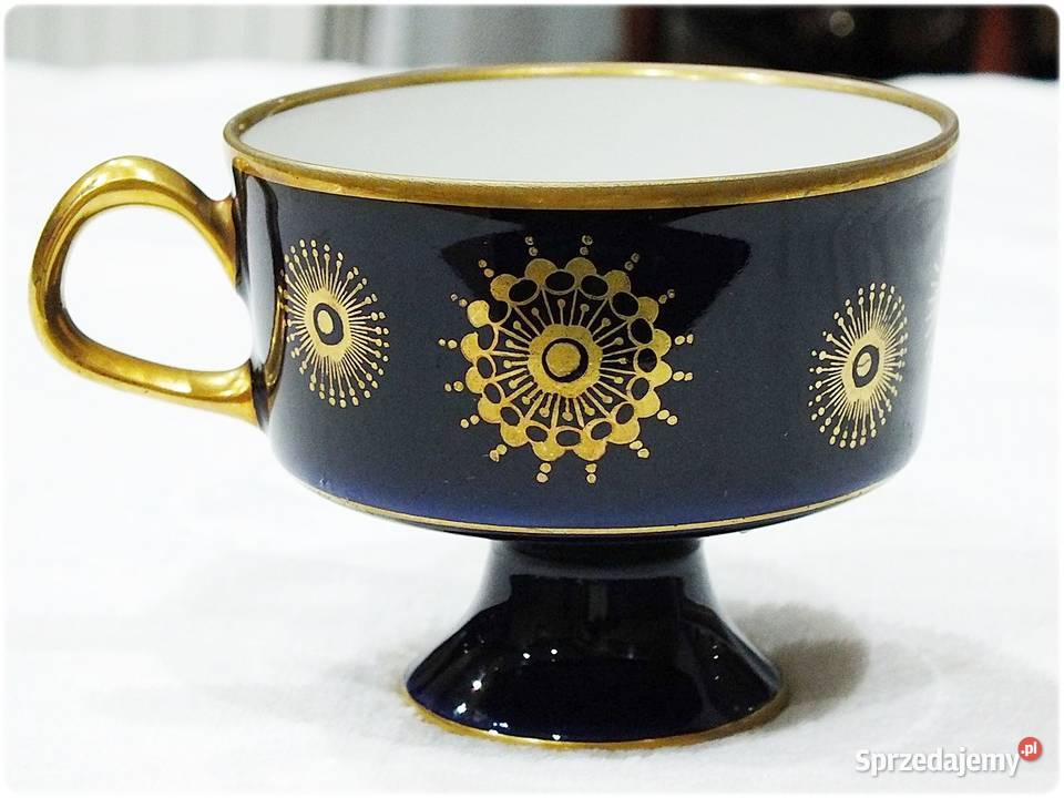Filiżanka kobalt porcelana kobaltowa złota DDR Żary