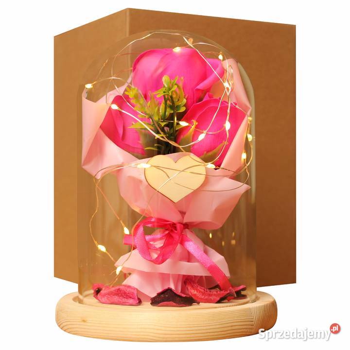 Wieczna róża w szkle led świecąca różowa róża Sztuczne kwiaty i owoce śląskie