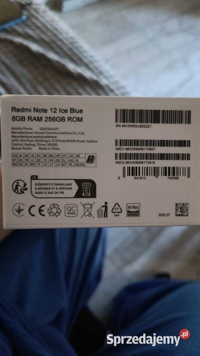 Redmi Note 12 plus pudełko 256gb ice Blue