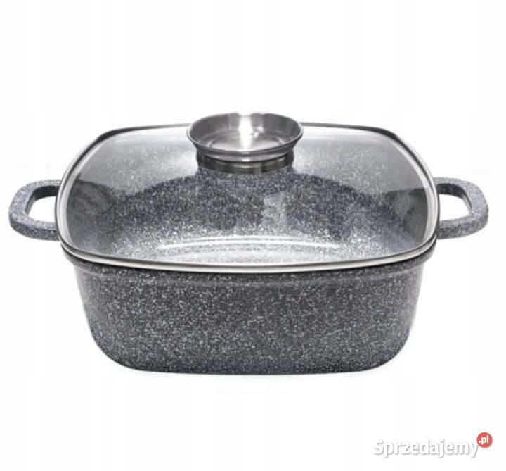 Garnki brytfanki marmurkowe 3 szare