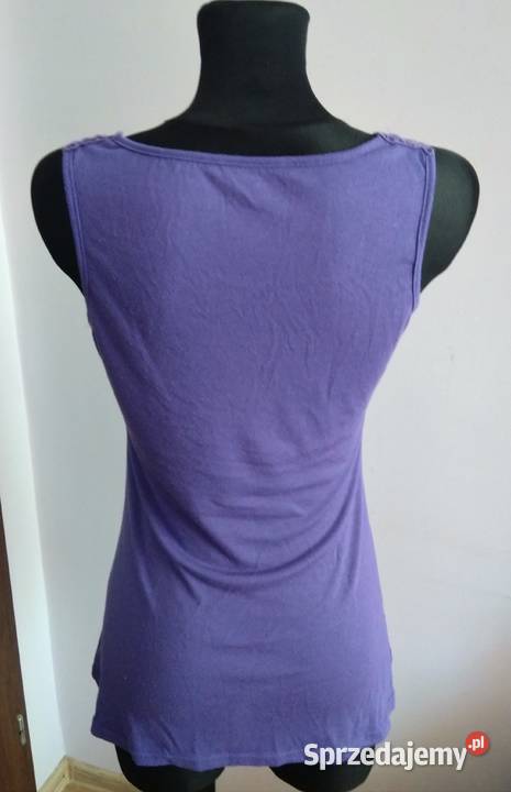 Fioletowa bluzka tunika z kieszonkami i haftem Topy i koszulki