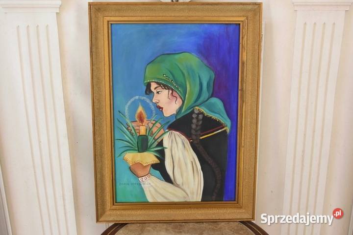 Zofia Stryjeńska Góralka ze Świecą Stary Portret Kraków