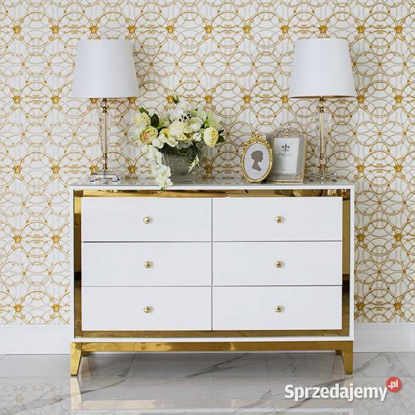 Komoda glamour biała złota nowoczesna na mazowieckie Warszawa