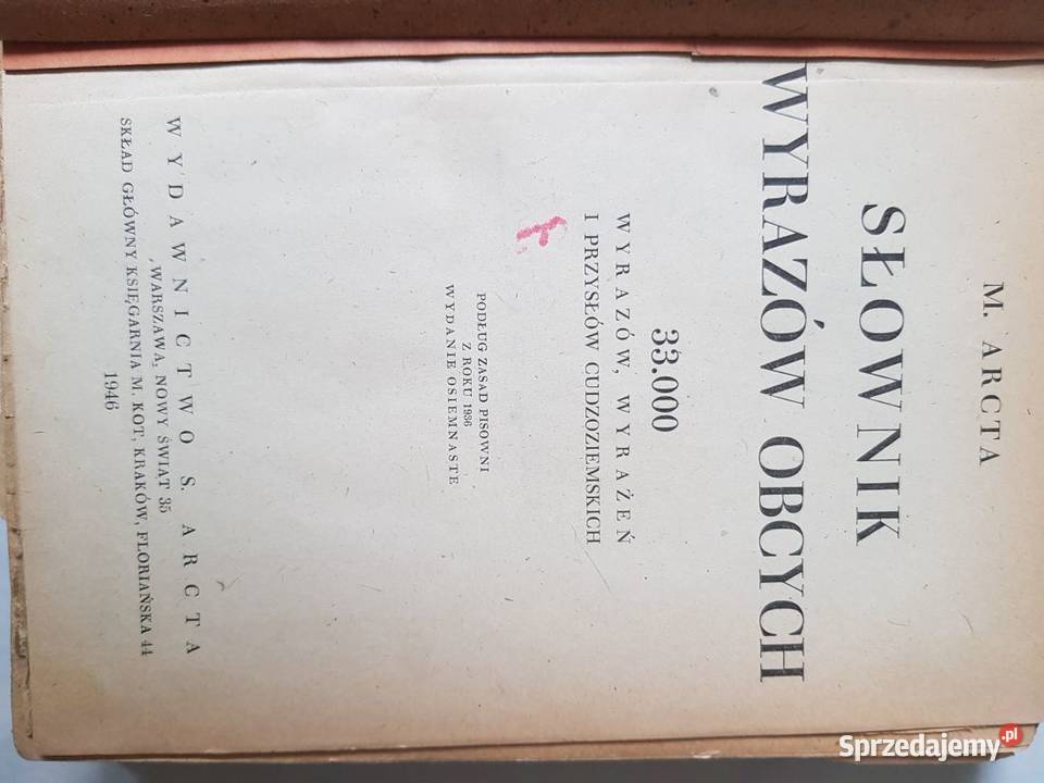 Słownik wyrazów obcych Arcta 1946 wyrażenia ISBN 9788378799764 Kielce