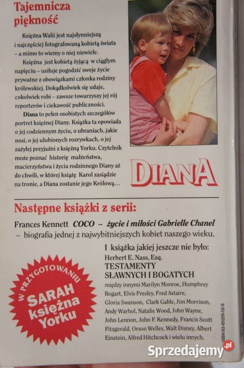 Diana Pierwsza w Polsce biografia księżnej Walii biografie, wspomnienia Szczecin sprzedam
