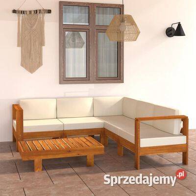 vidaXL 6cz zestaw wypoczynkowy do ogrodu kremowe