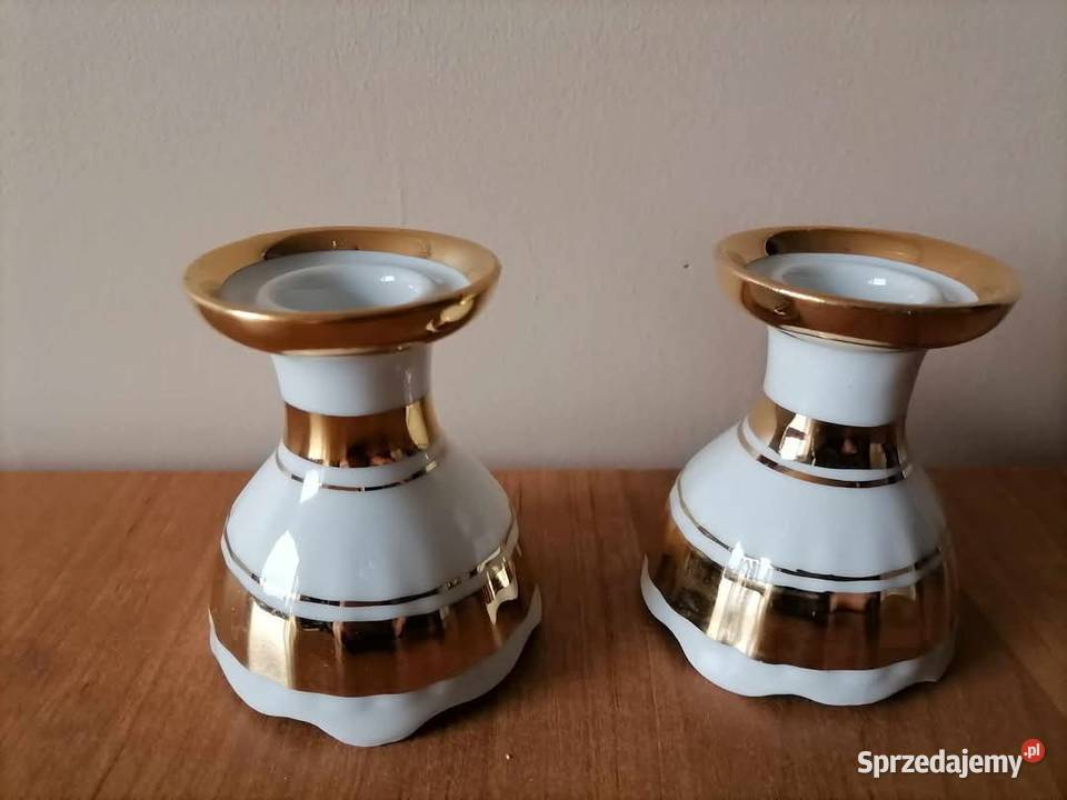 Dwa Świeczniki Porcelanowe Dostojne Vintage Wałbrzych