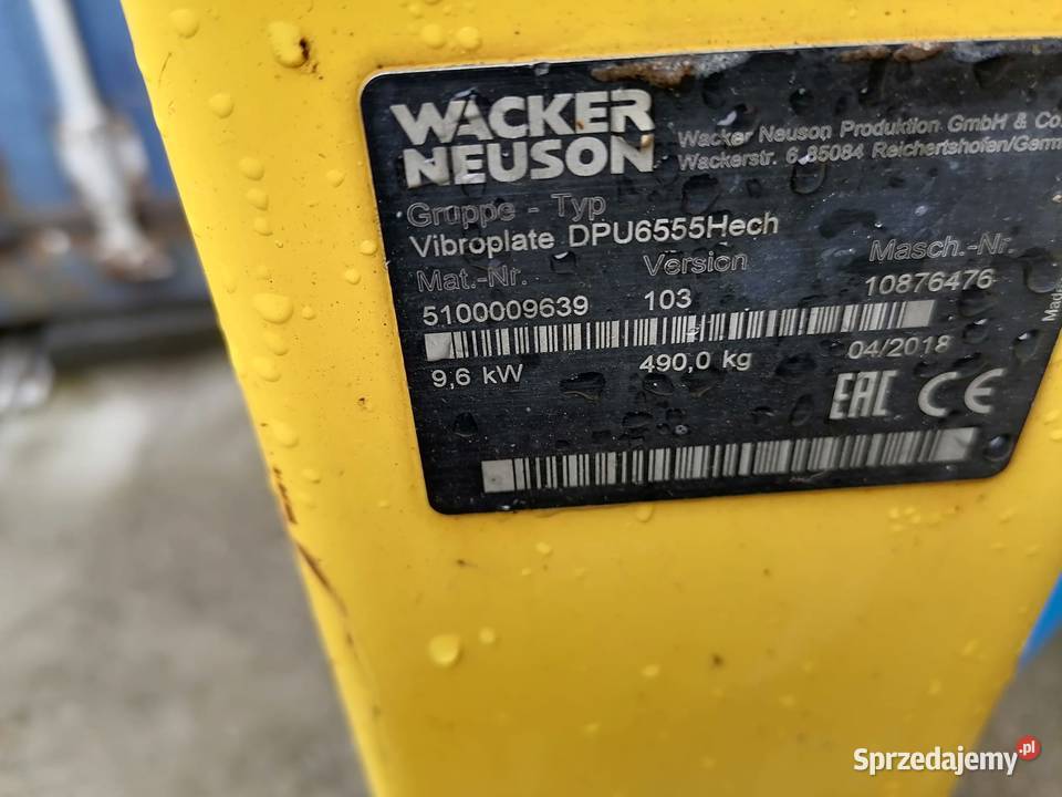 Zagęszczarka WACKER NEUSON DPU 6555 2018 300 śląskie Gaszowice
