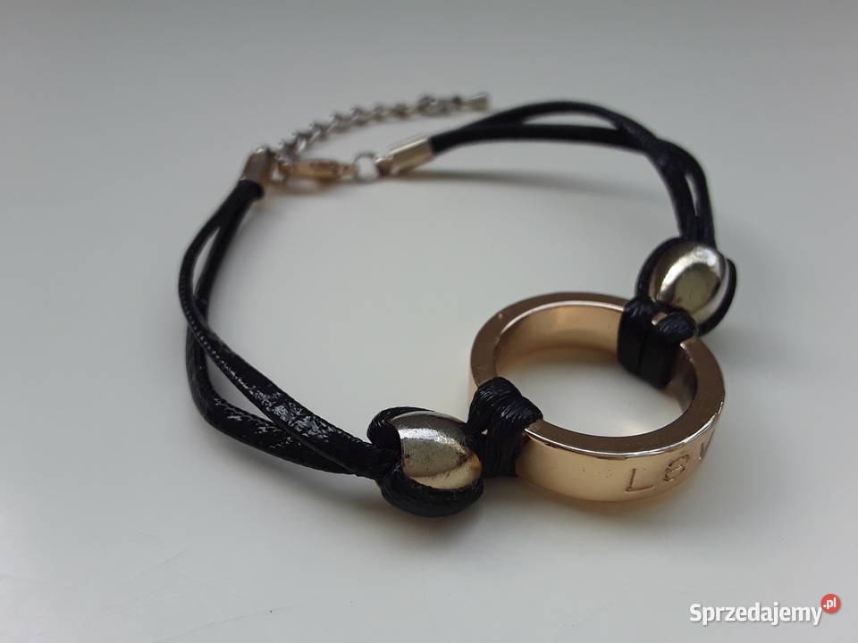 Bransoletka z obrączką napis love pozłacane mazowieckie Warszawa