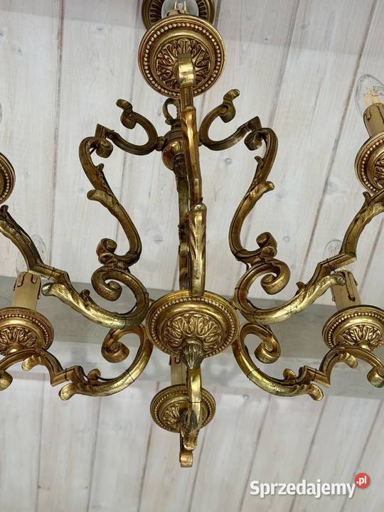 Francuski Żyrandol 51 mosiądz 6ram Antyk Lampa mazowieckie Warszawa