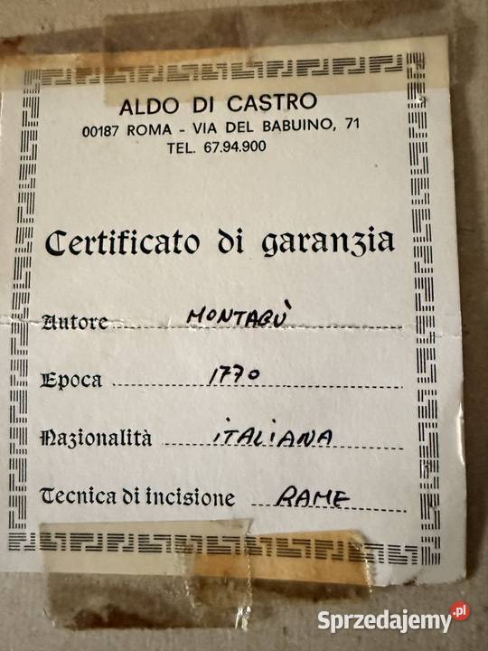 Antyczny Miedzioryt 1770 Veduta della Chiesa di Czerwionka-Leszczyny