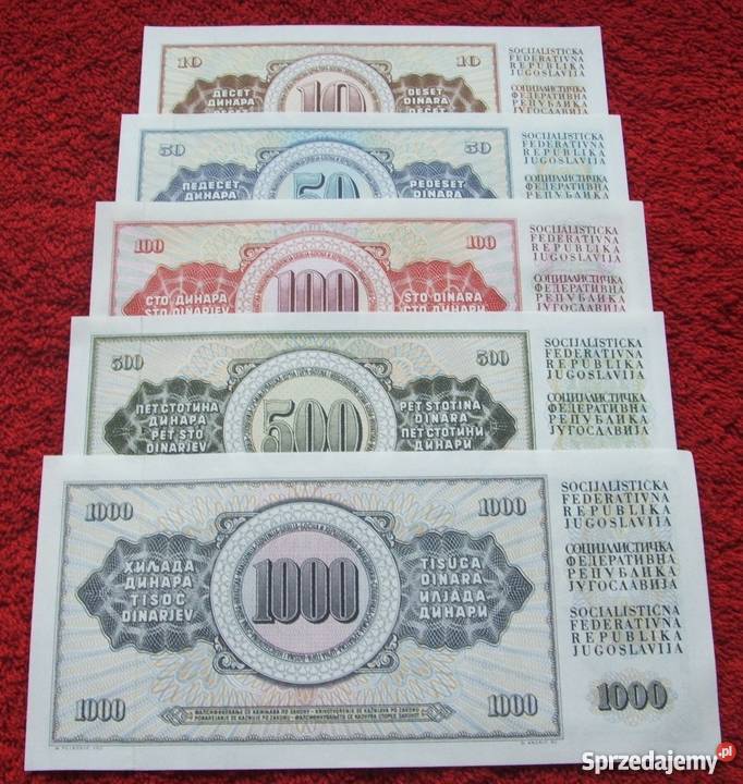 JUGOSŁAWIA Kolekcjonerskie Banknoty Zestaw 5 Katowice sprzedam