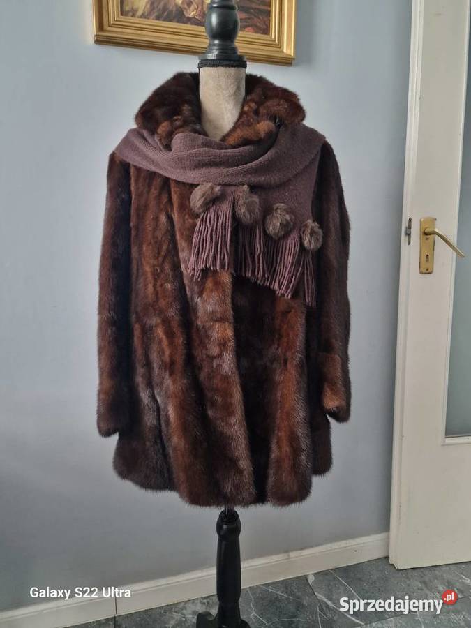 Futro naturalne z norek brązowy/beżowy sprzedam