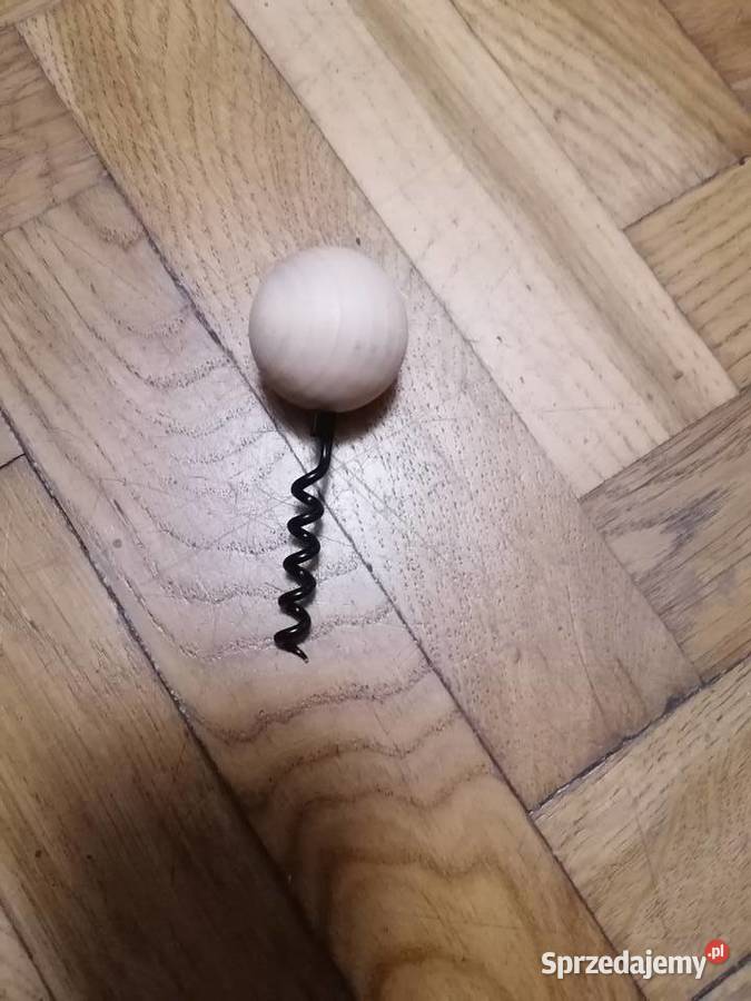 Korkociąg z drewnianą kulką biały Gdańsk