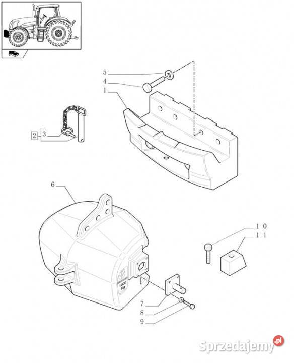 Holland T6010 Obciąźnik 1000 87643471 Jastrzębniki