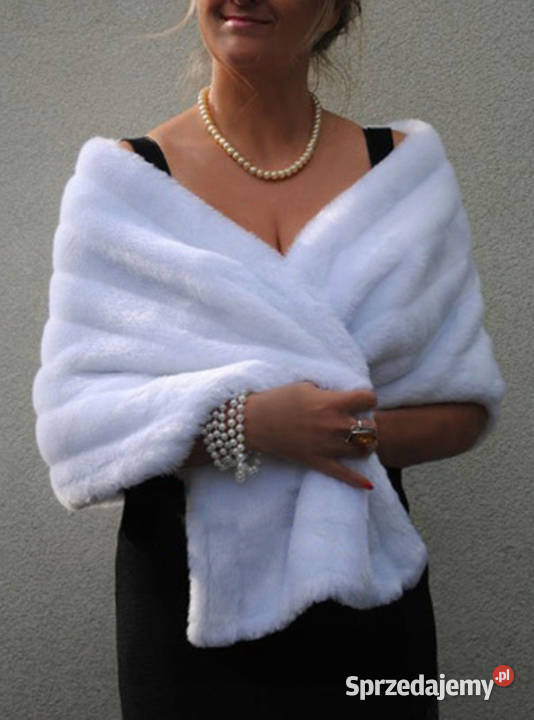 Ślubny elegancki SZAL FUTRZANY do ślubu wesele małopolskie Tarnów