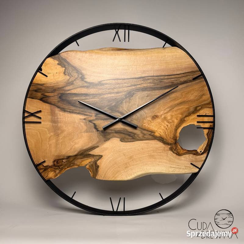 Duży i nownoczesny drewniany zegar ścienny drewno Wrocław