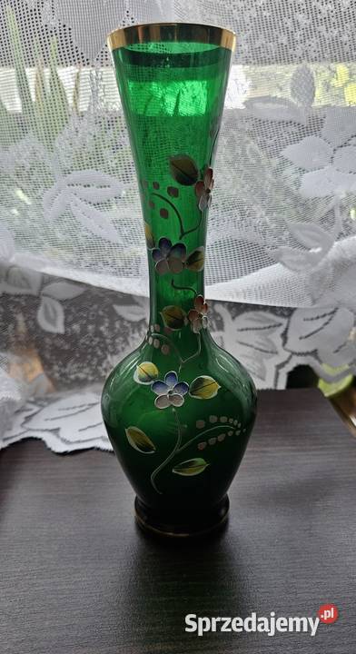 Wazon Bohemia Czechy 205 zielone ręcznie Kowal
