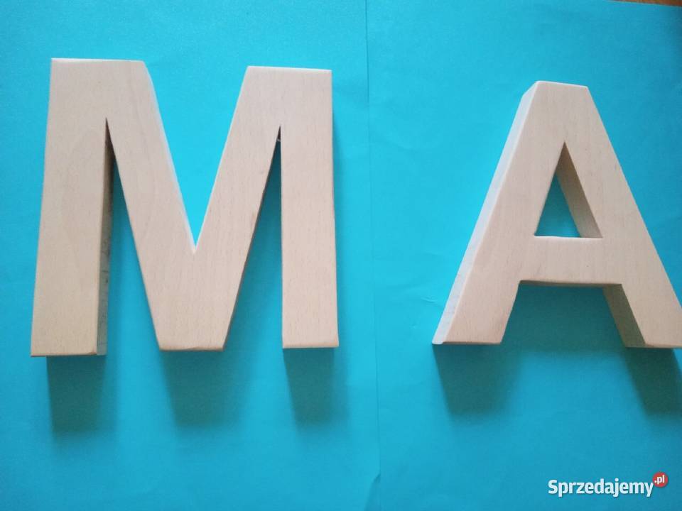 Litery 3 D różne wymiary drewno lite buk