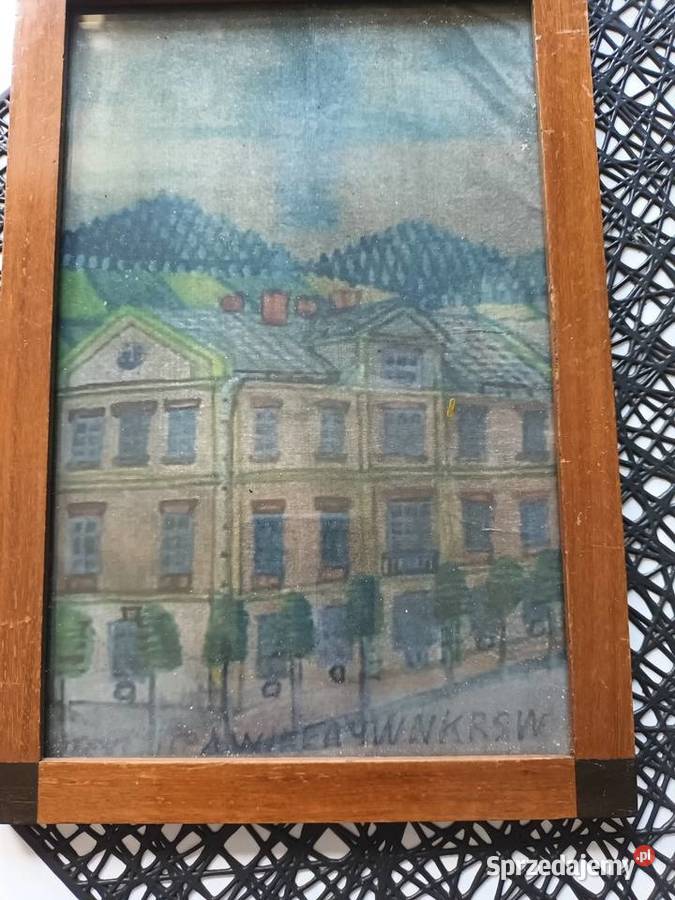 Stara akwarela pejzaż pomorskie Malbork