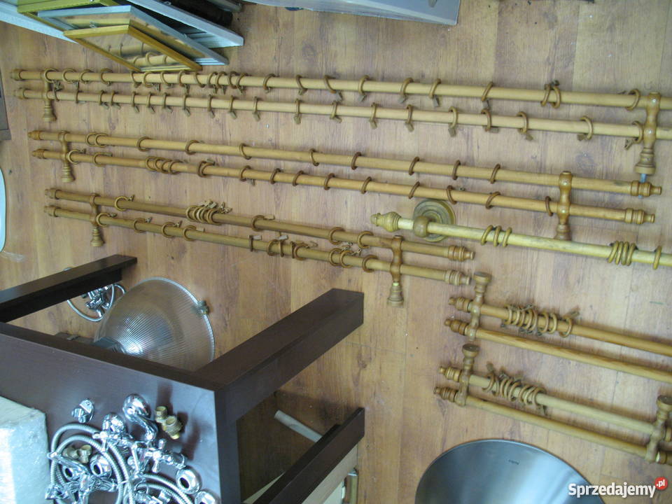 karnisz drewniany podwójny 150 Wystrój okien sprzedam