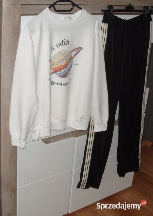 Zestaw Bluza COCCO ROSSA Welurowe spodnie z Bez wzoru Rawicz