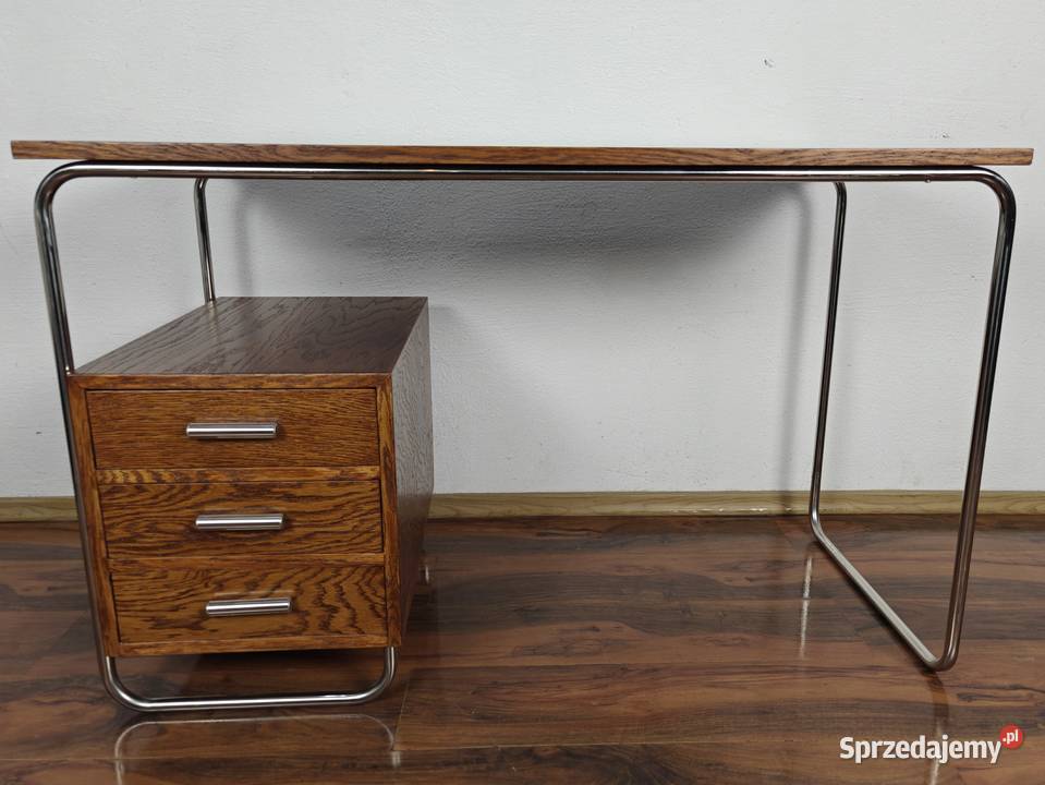 BIURKO Lewe Chrom Dąb ciemny brąz Bauhaus Art Radom