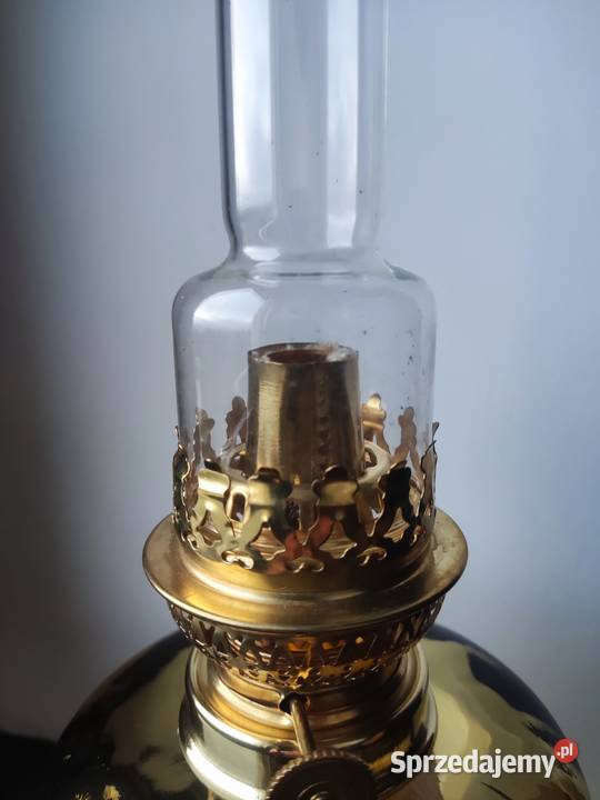 Stara francuska szklana stołowa lampa naftowa Kraków
