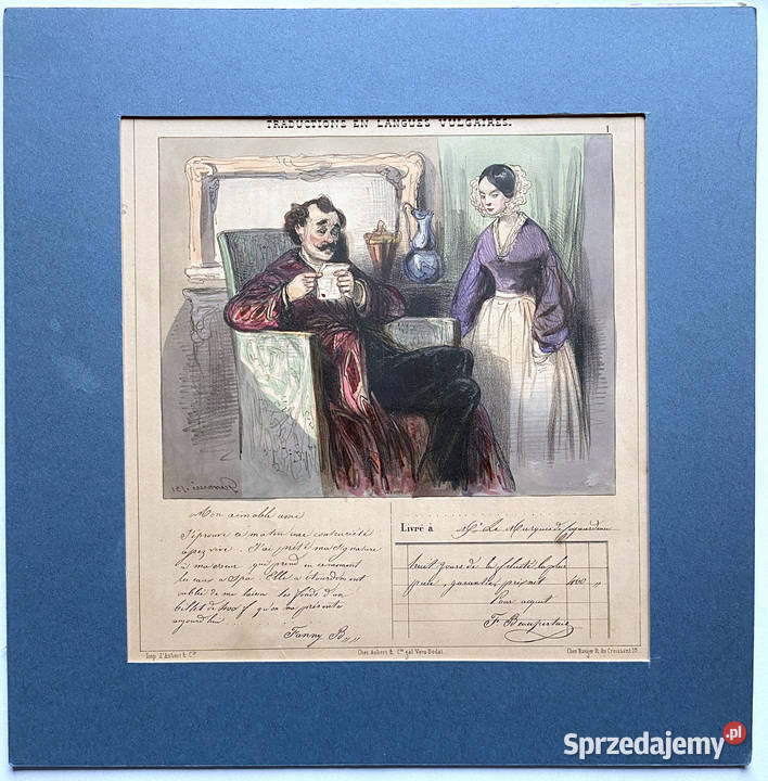 Oryginalna Litografia XIX w Paul Gavarni Satyra mazowieckie Warszawa