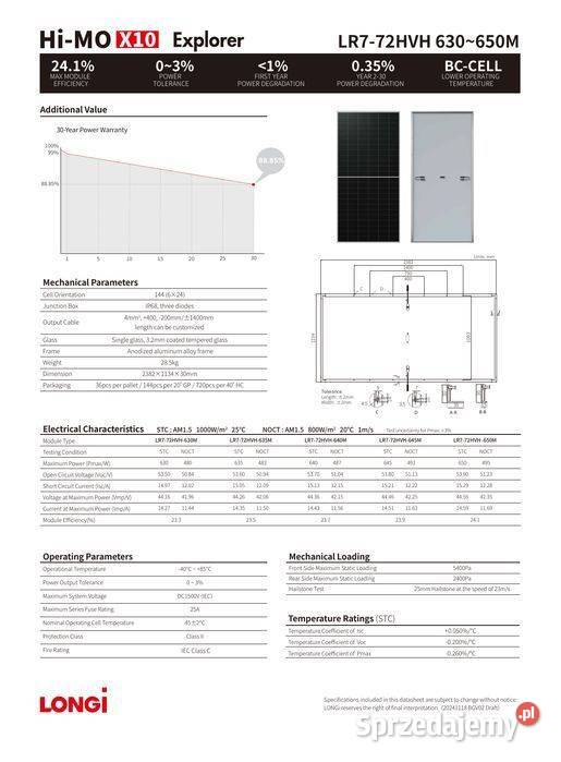 PALETA 36 LONGi Solar 650W LR772HVH650 HiMO X10
