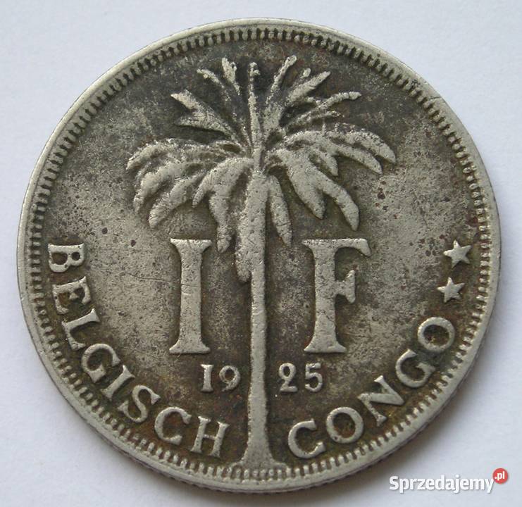 Kongo Belgijskie 1 frank 1925 król Albert Łódź sprzedam