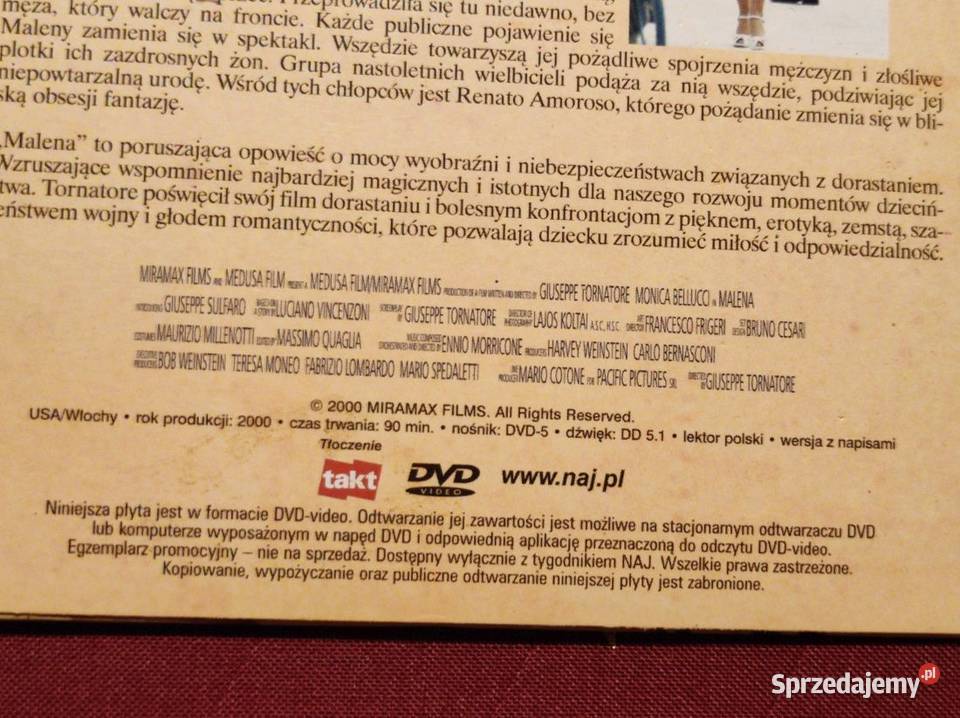 film Malena Monica Bellucci Lektor cd dvd Kielce