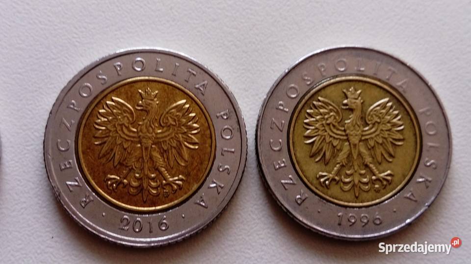 Zestaw monet 5 2021 2018 2016 1996 r Mosina