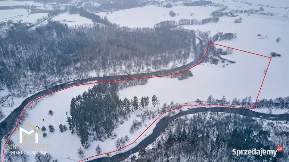 Urokliwa działka rolna z linią brzegową Łyny Bartoszyce