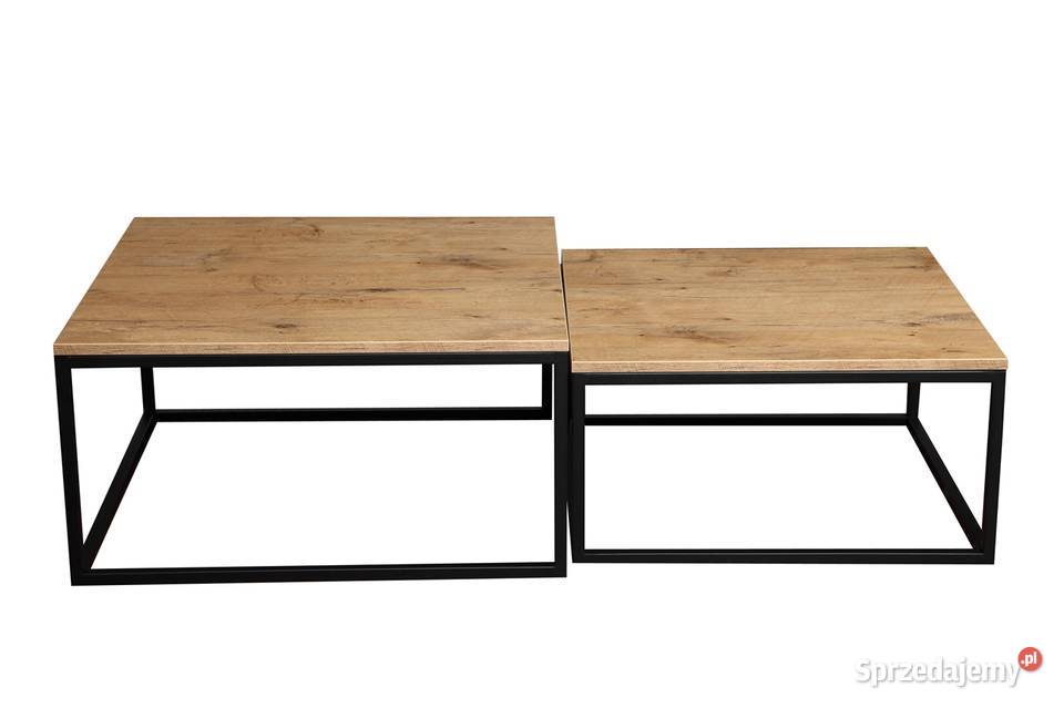 Nowoczesny stolik kawowy 2w1 na czarnych Meble Piotrków Trybunalski